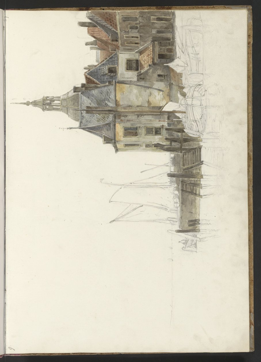 Molo presso la Groothoofdspoort a Dordrecht da Johannes Christiaan Schotel