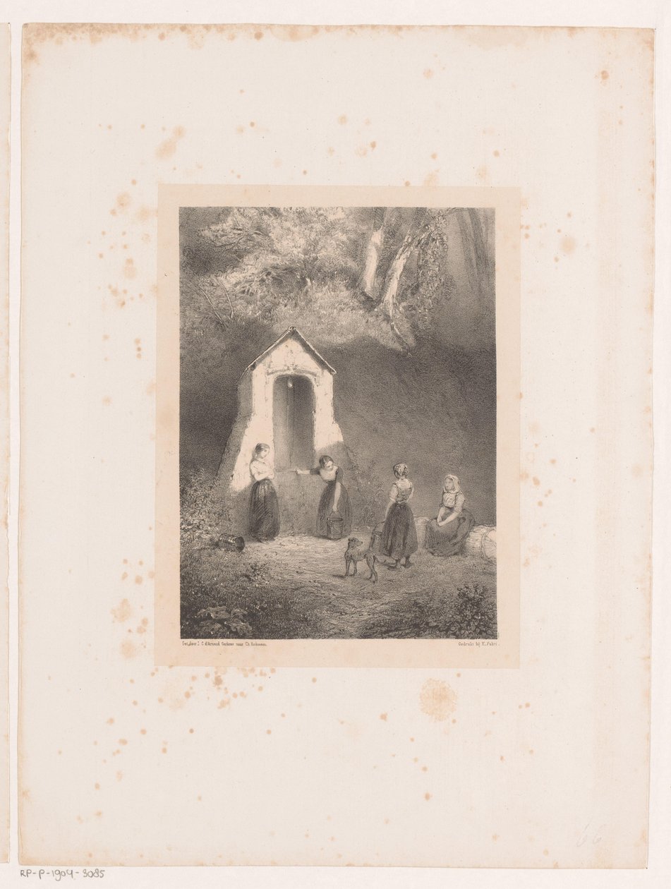 Quattro ragazze presso un pozzo da Johannes Christiaan d