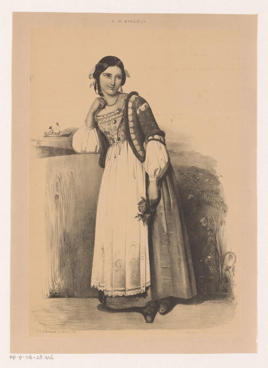 Donna in costume tradizionale italiano da Johannes Christiaan d