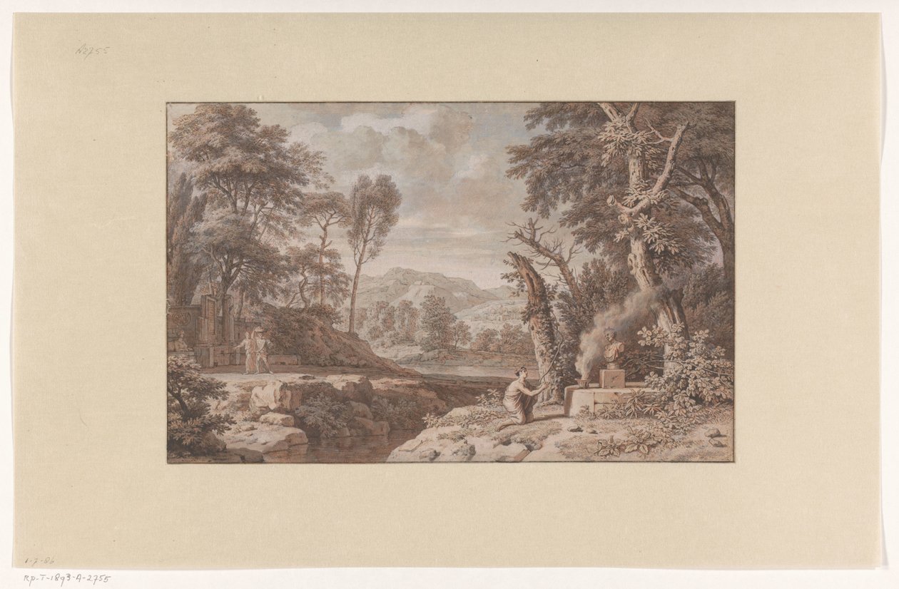 Paesaggio arcadico con scena di sacrificio da Johannes Glauber
