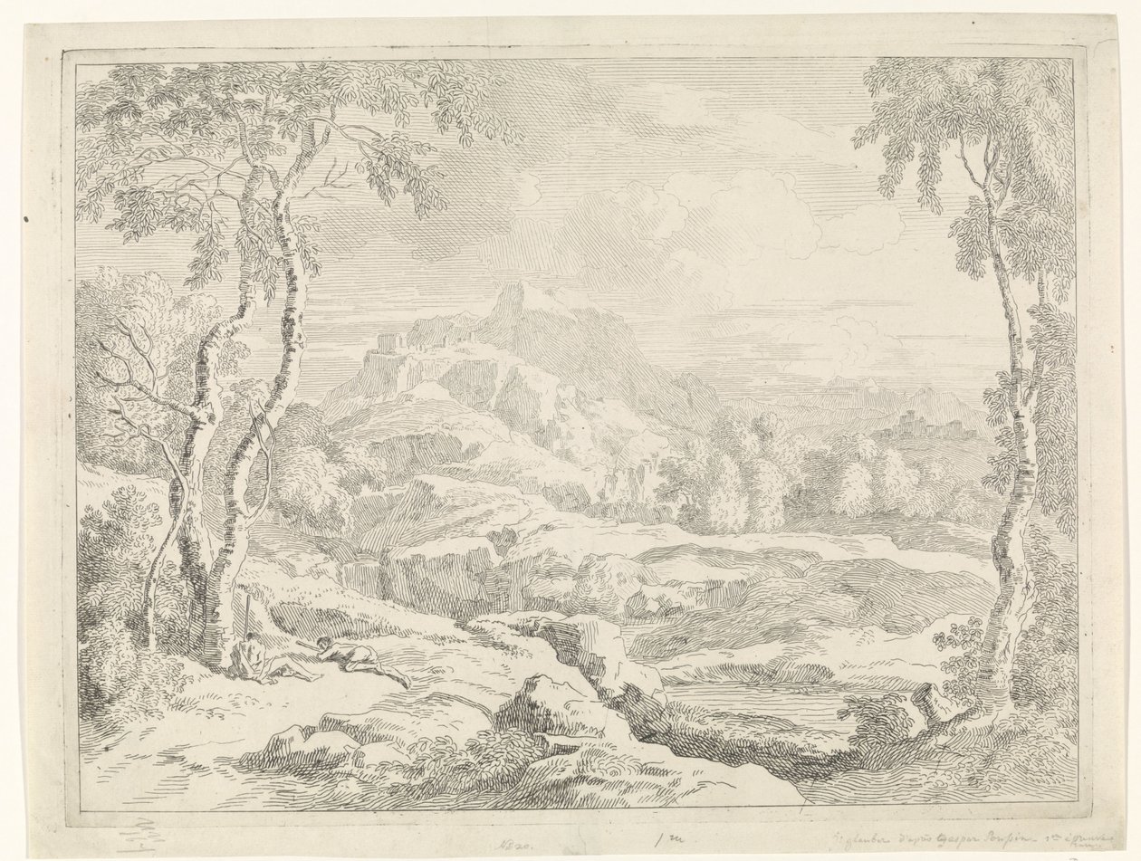 Paesaggio con pastori (serie: Paesaggi secondo Gaspar Poussin) da Johannes Glauber