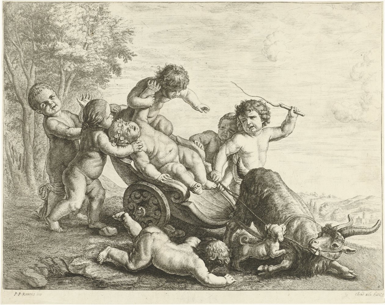Putti con carro di capre da Johannes Gronsveld