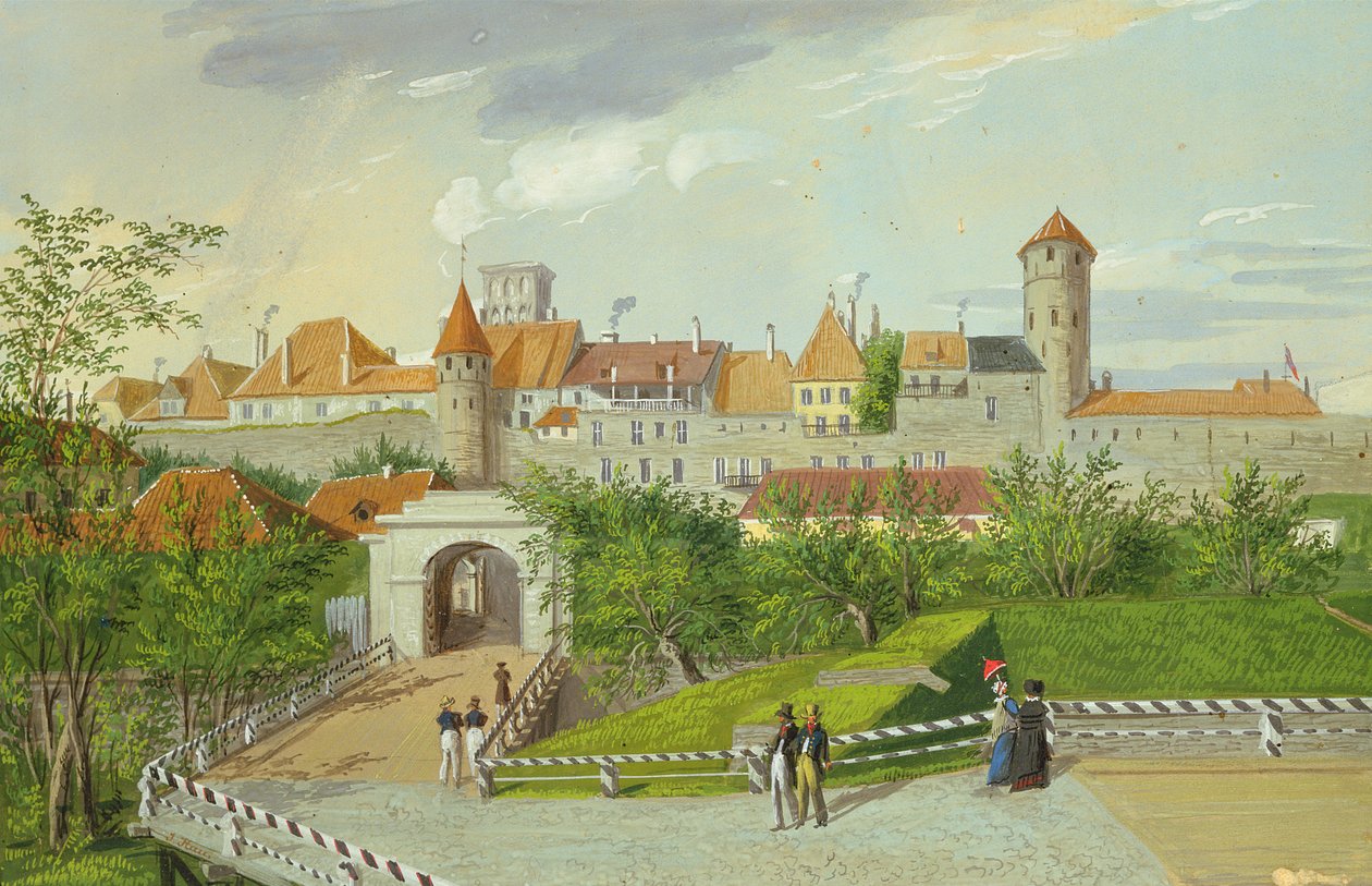 Veduta della piccola porta costiera con le torri Hattorpe e Stolting, Tallinn da Johannes Hau