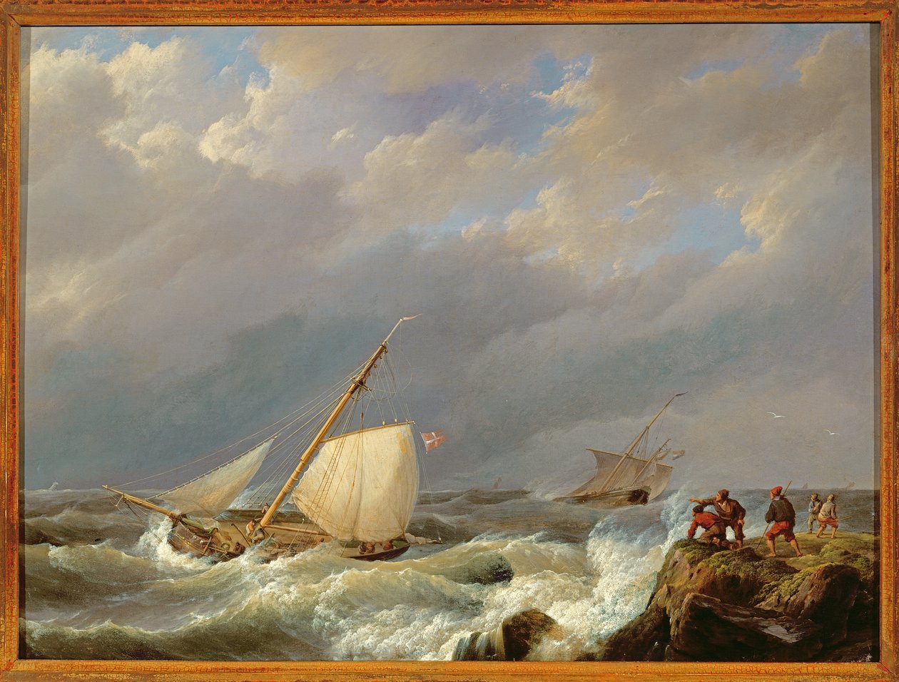 Navi su una costa di sottovento in una tempesta, 1844 da Johannes Hermann Barend Koekkoek