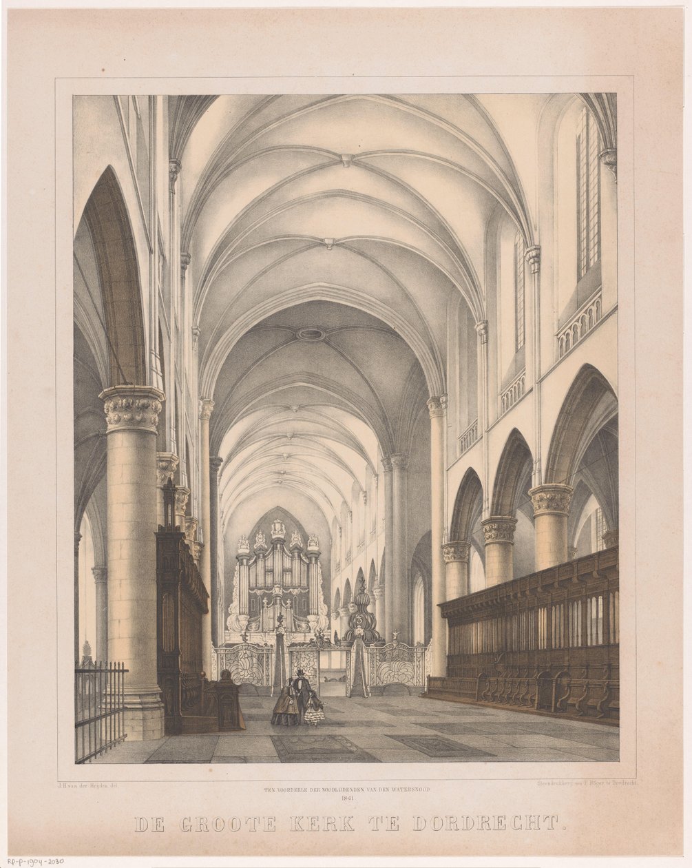 Interno della Grande Chiesa a Dordrecht da Johannes Hermanus van der Heijden