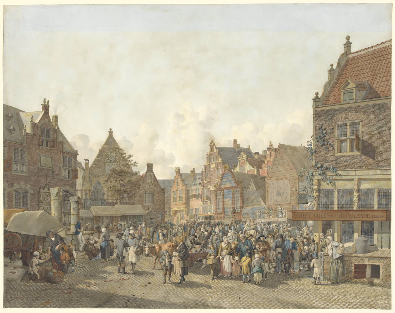 Piazza della città con fiera da Johannes Huibert Prins