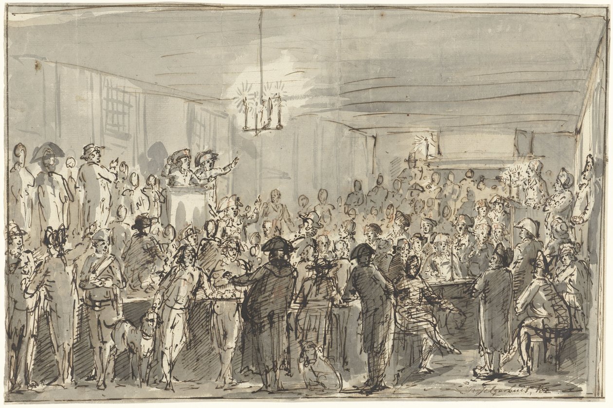Una riunione rivoluzionaria a Delft nel 1795 da Johannes Jelgerhuis
