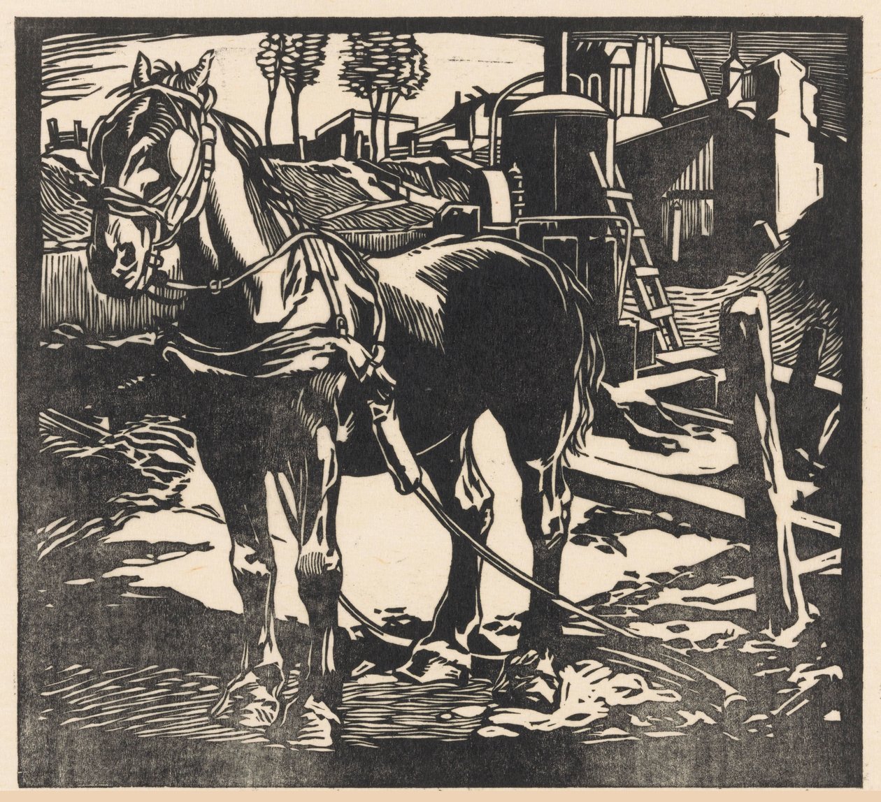 Cavallo da tiro staccato da Johannes Josephus Aarts (signed by artist)