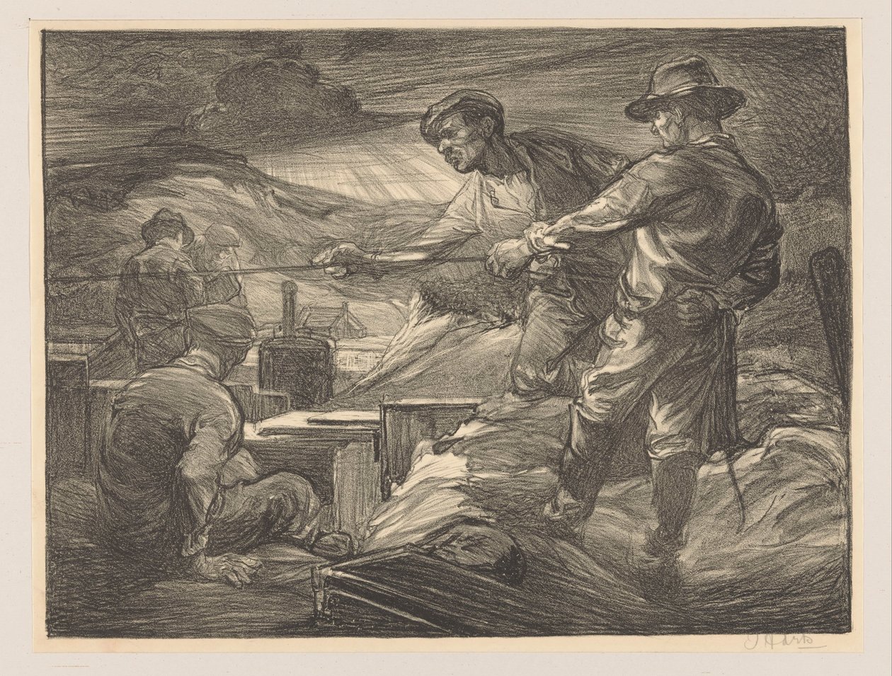 Lavoratori che tirano una corda da Johannes Josephus Aarts (signed by artist)