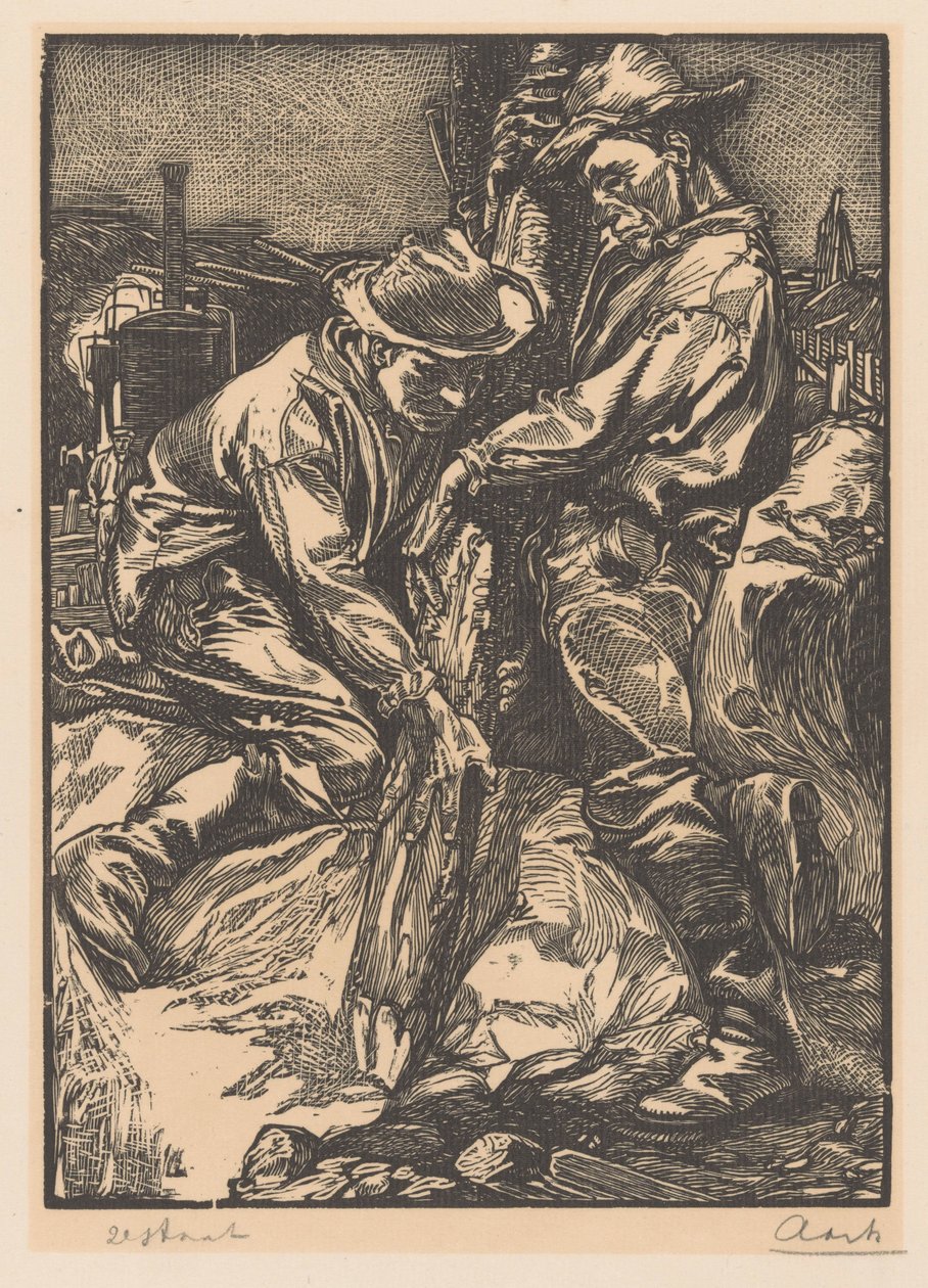 Operai edili al lavoro con palificazioni da Johannes Josephus Aarts (signed by artist)