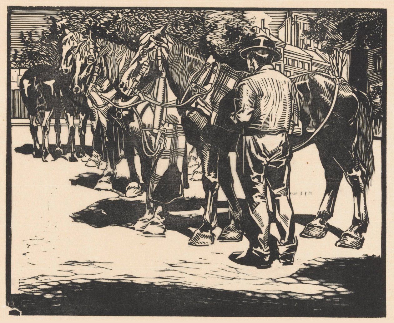 Cavalli da sella in una piazza da Johannes Josephus Aarts (signed by artist)