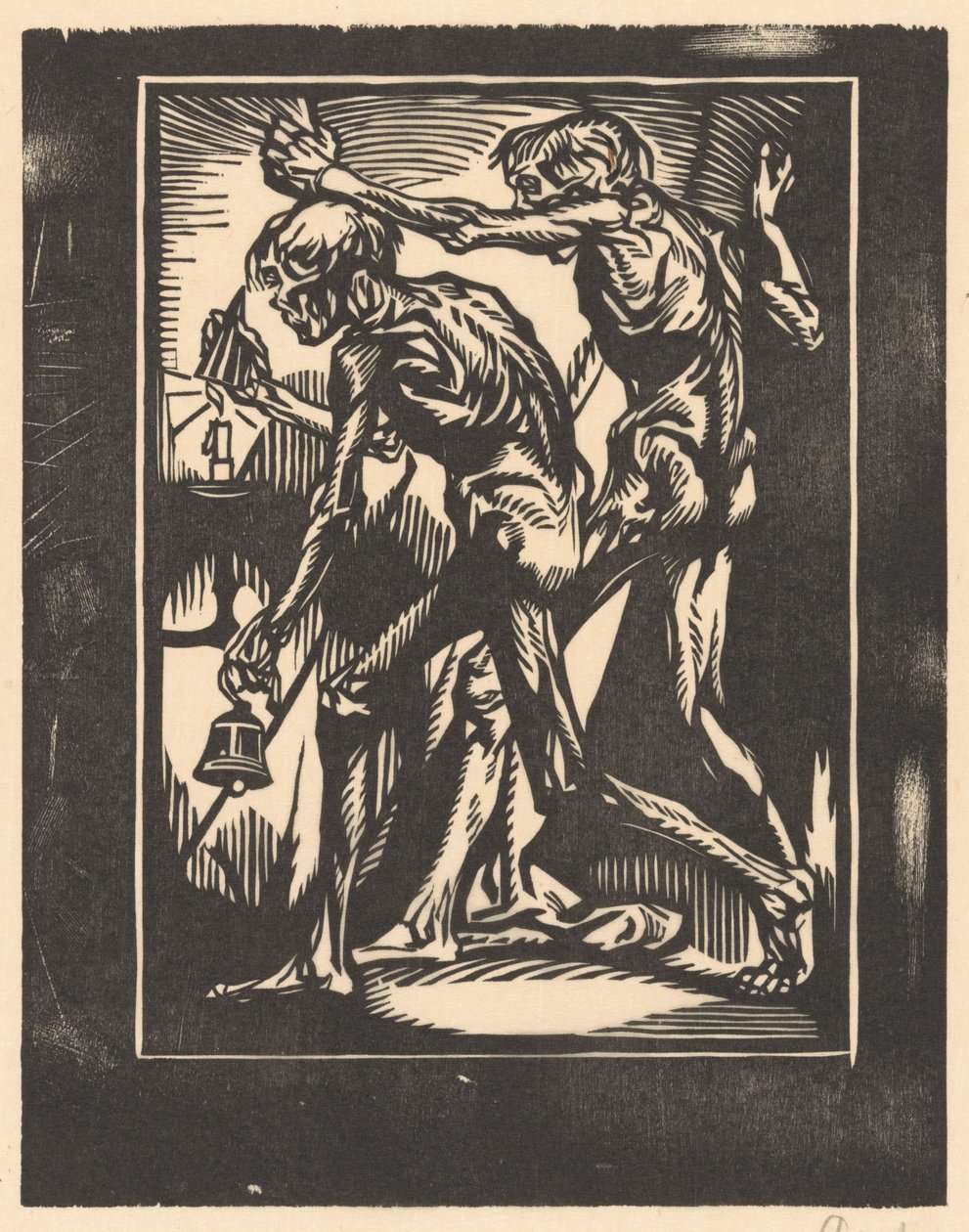 Due figure maschili nude con campana e spegnicandele da Johannes Josephus Aarts (signed by artist)