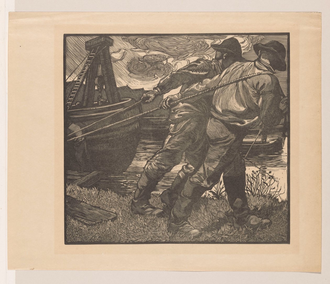 Lavoratori con corde sulla riva da Johannes Josephus Aarts