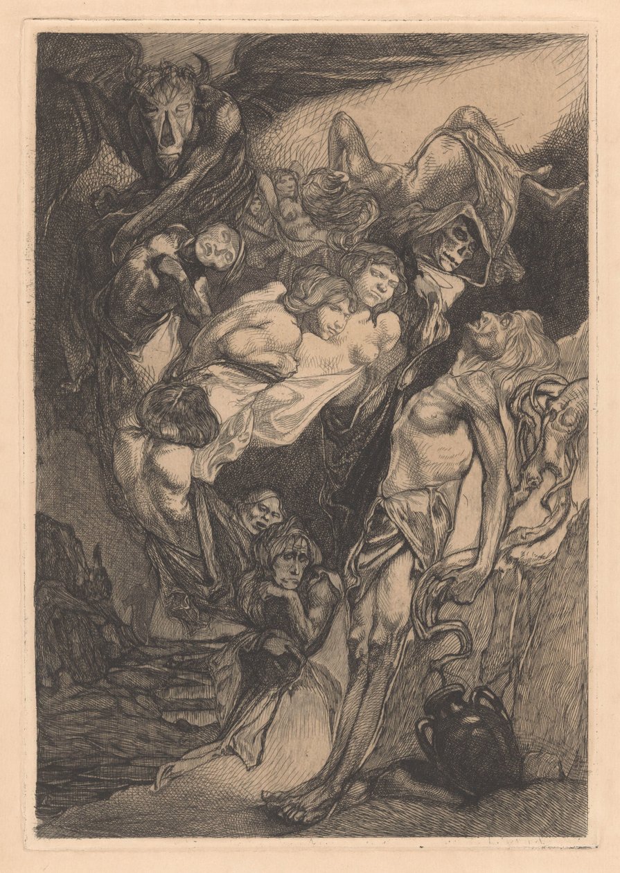 Uomo seminudo con mostri e creature fantastiche da Johannes Josephus Aarts