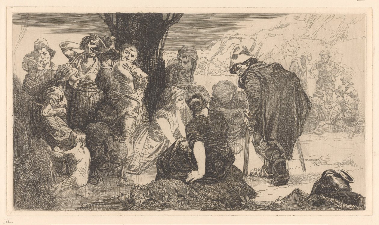 Uomini, donne e bambini vicino a un albero da Johannes Josephus Aarts
