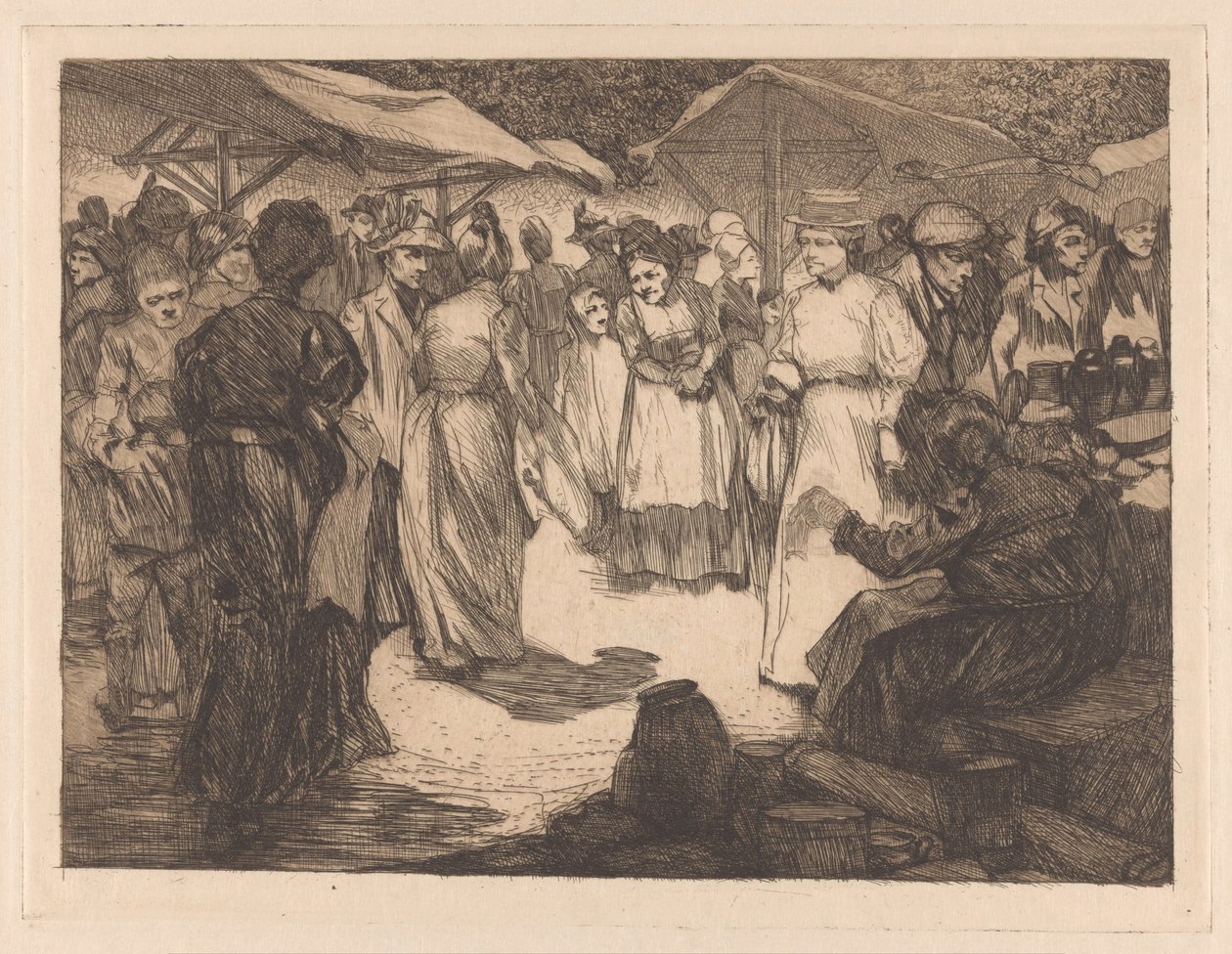 Scena di mercato con uomini e donne da Johannes Josephus Aarts