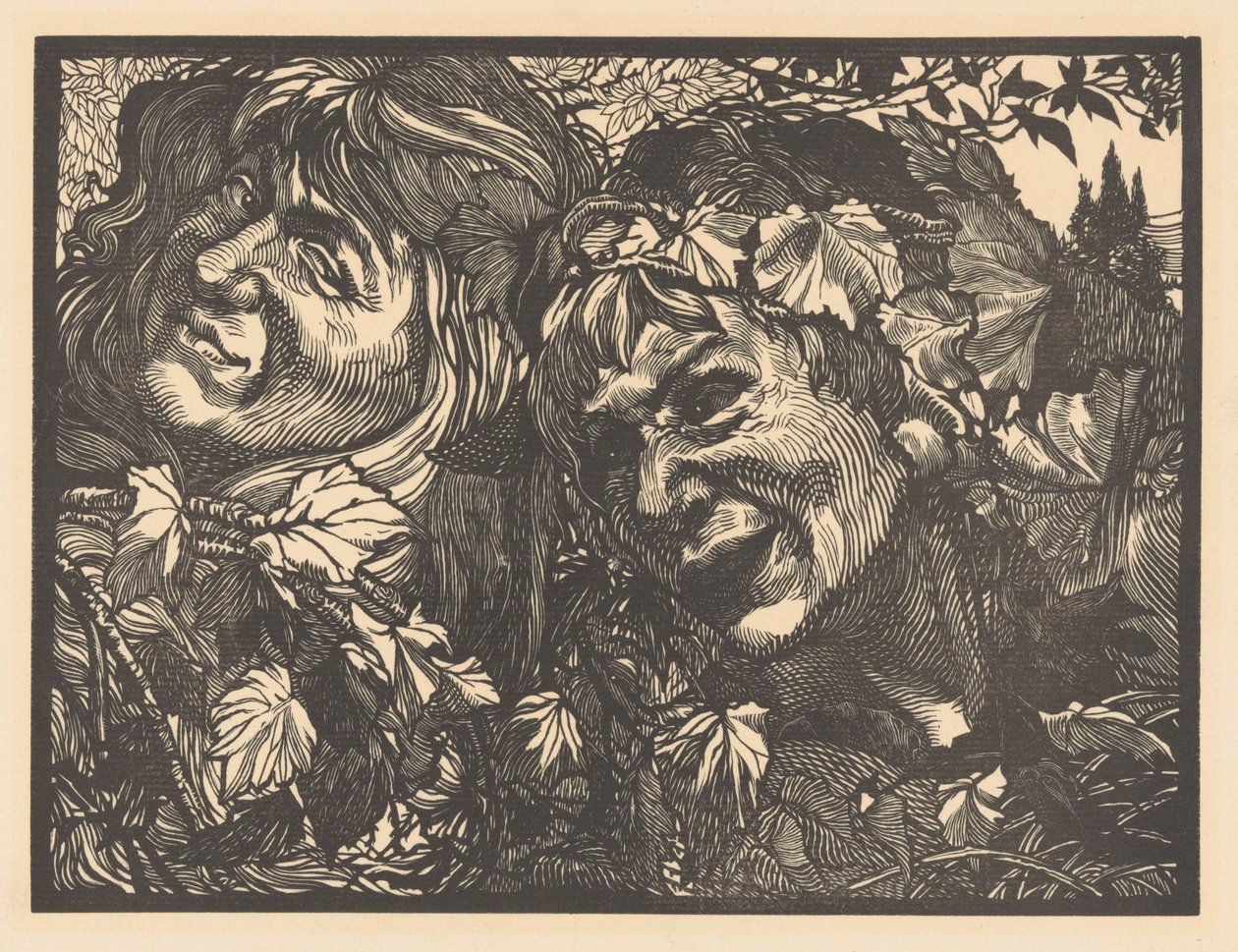 Due baccanti circondati da foglie di vite da Johannes Josephus Aarts