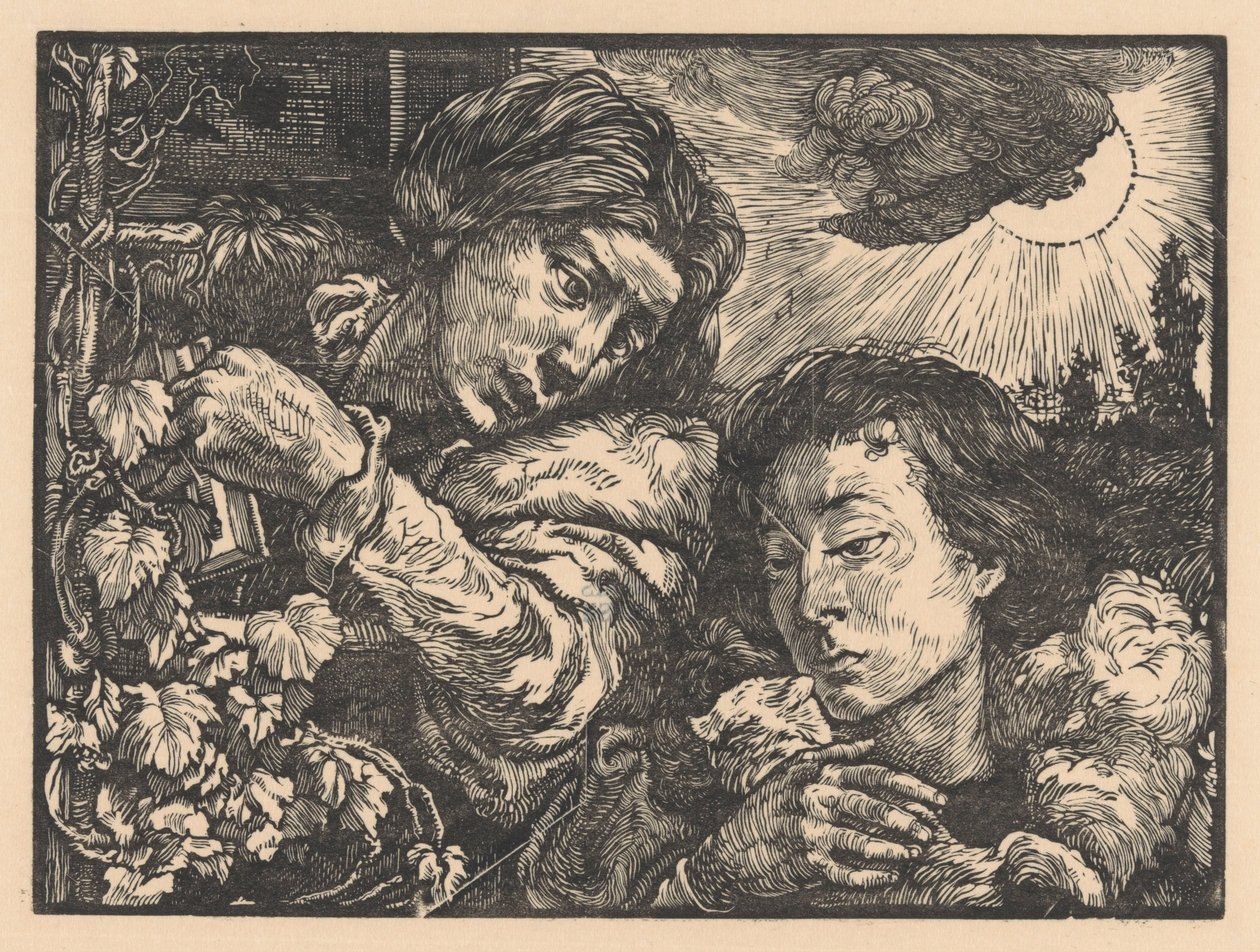 Due donne vicino a una vite da Johannes Josephus Aarts