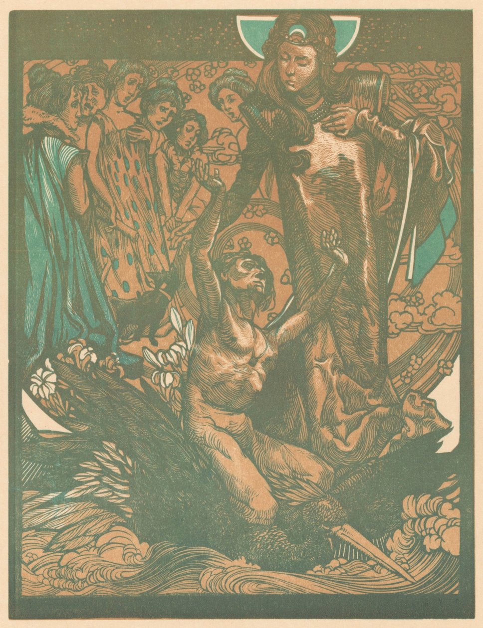 Figure femminili con uomo sul dorso di un uccello da Johannes Josephus Aarts