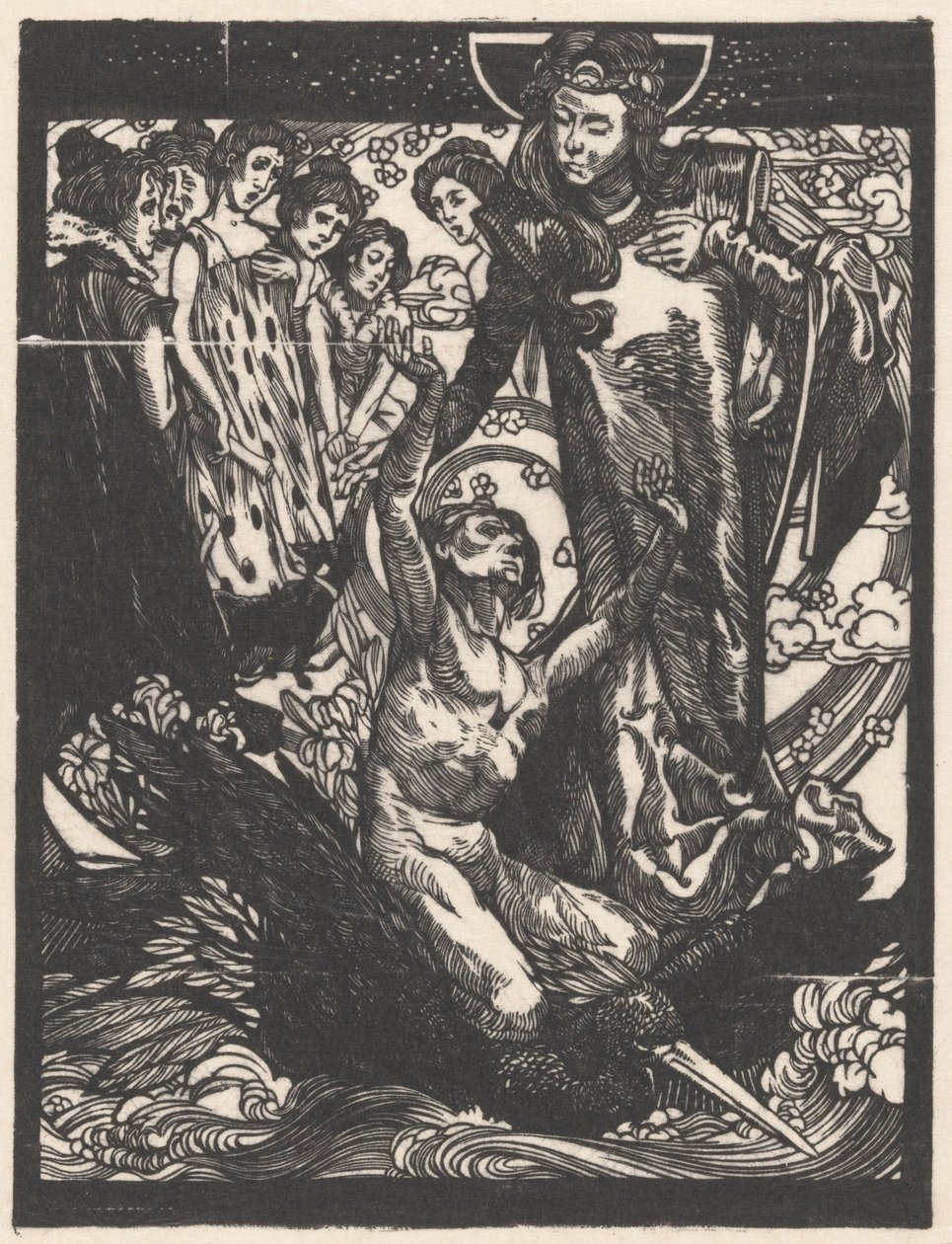 Figure femminili con uomo sul dorso di un uccello da Johannes Josephus Aarts
