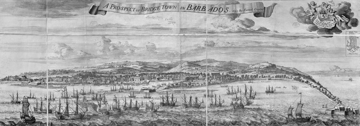 Una prospettiva di Bridge Town a Barbados da Johannes Kip