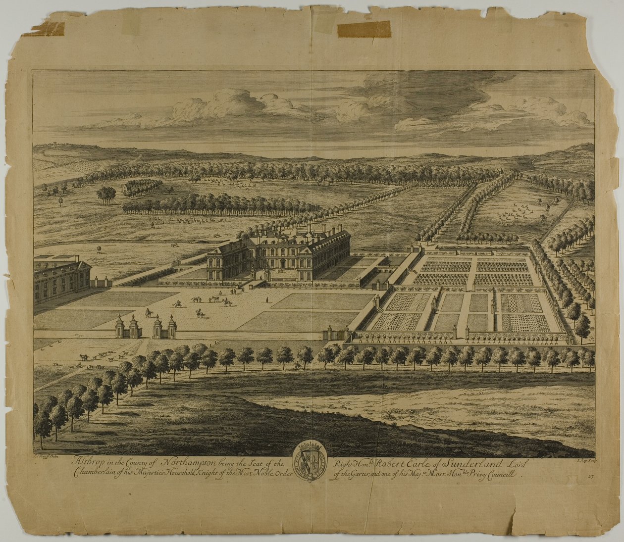 Althrop nella Contea di Northampton, tavola 27 da Britannia Illustrata da Johannes Kip