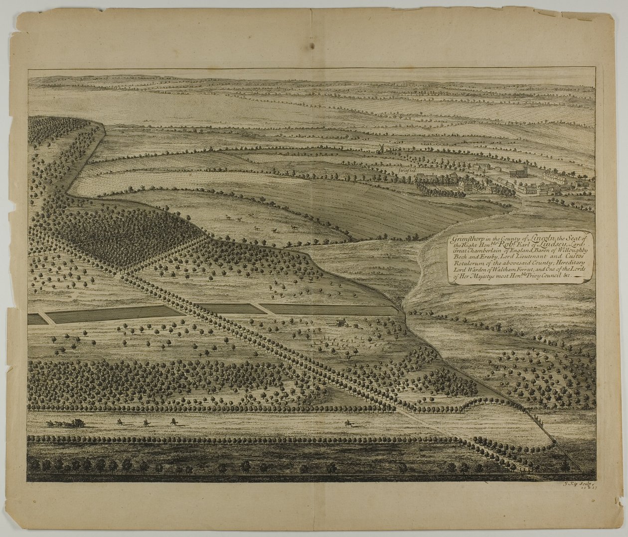 Grimthorp nella contea di Lincoln, tavola 23 da Britannia Illustrata da Johannes Kip