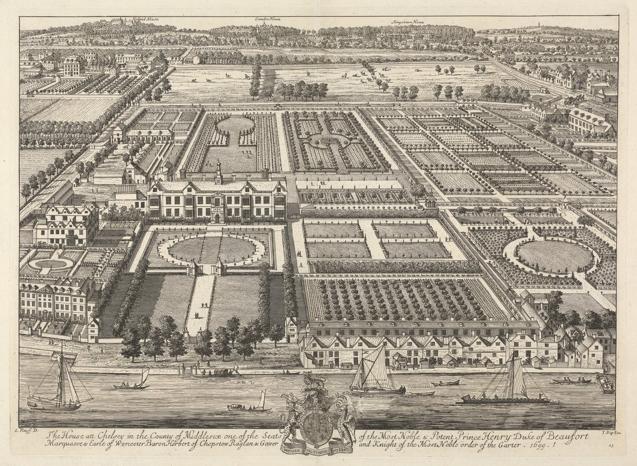 Veduta della casa di Beaufort e Chelsea 1699 da Johannes Kip