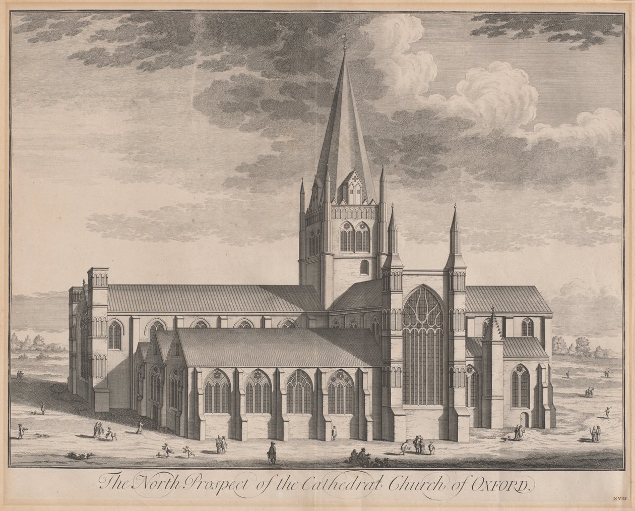 Prospetto nord della cattedrale di Oxford da Johannes Kip, after Leendert Knijff