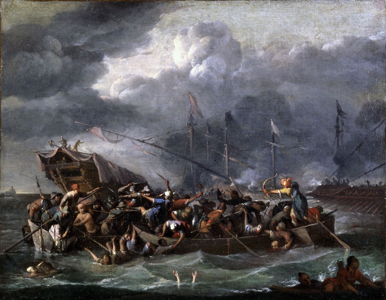 Una battaglia navale tra cristiani e turchi da Johannes Lingelbach