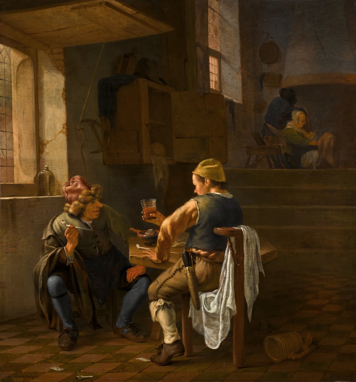 Scena di taverna con contadini che fumano e bevono da Johannes Natus