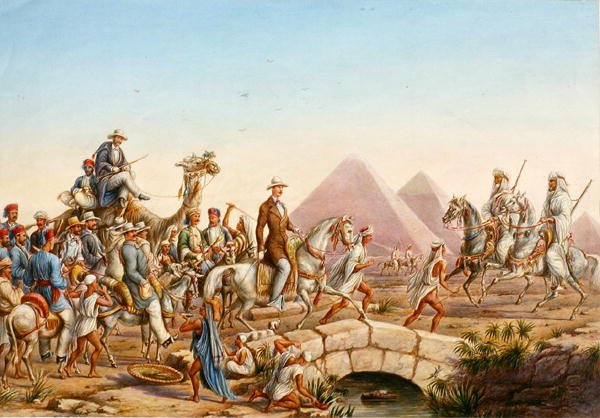 Principe Alberto di Prussia con il suo entourage in visita alle Piramidi di Giza da Johannes Rabe