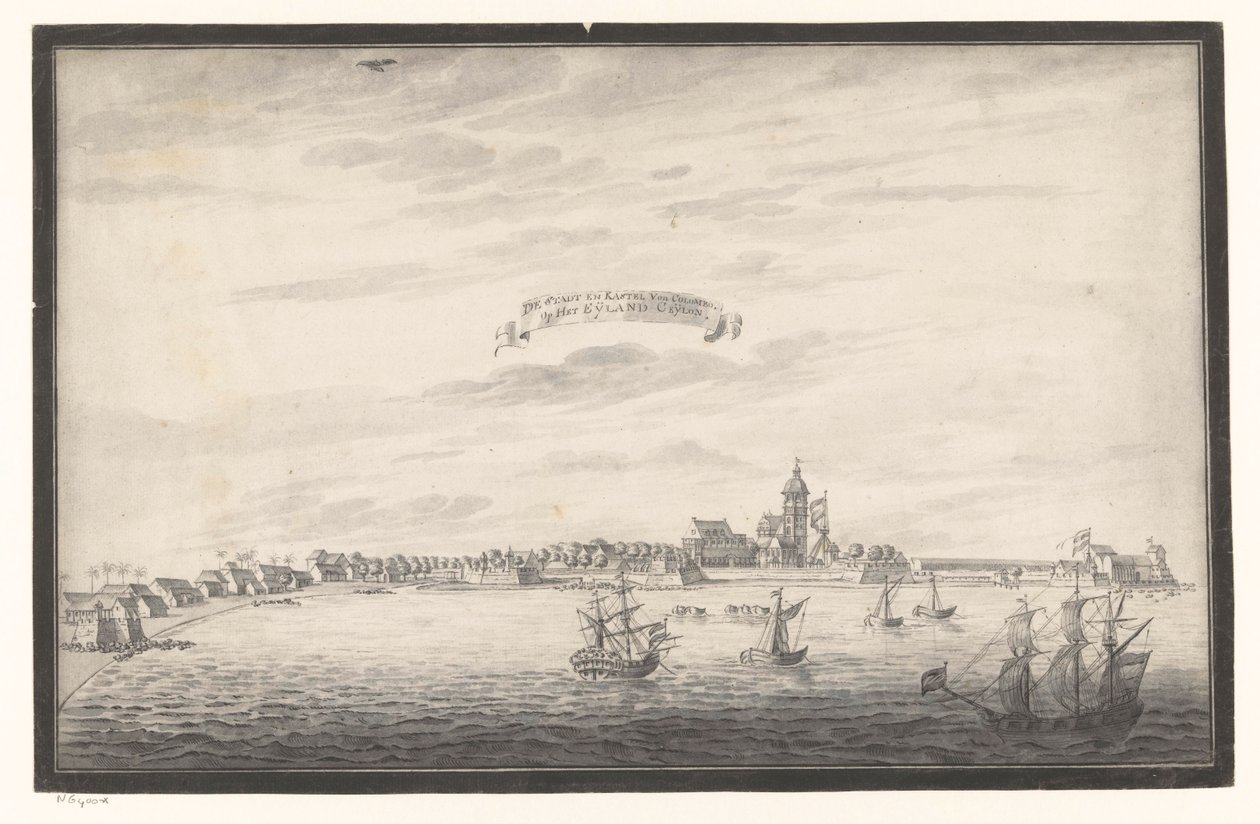 Veduta di Colombo (De Stadt en Kastel Von Colombo. Op Het Eijland Ceijlon) da Johannes Rach (possibly)