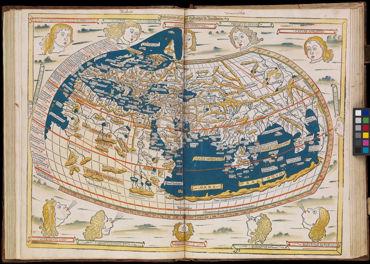 La prima edizione di Tolomeo stampata in Germania, e la prima con mappe xilografiche. Rilegatura originale da Johannes Schnitzer