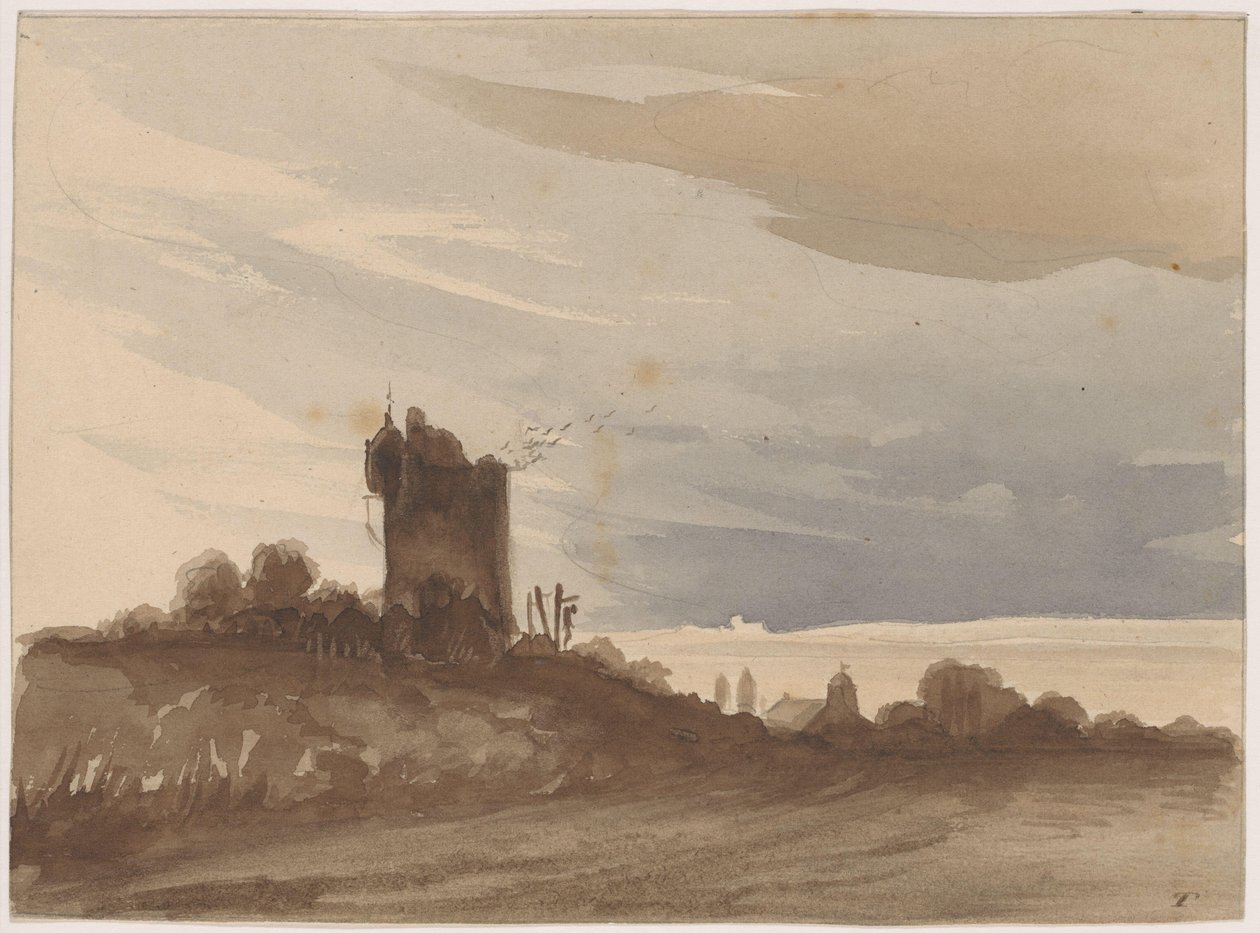 Paesaggio con torre in rovina da Johannes Tavenraat