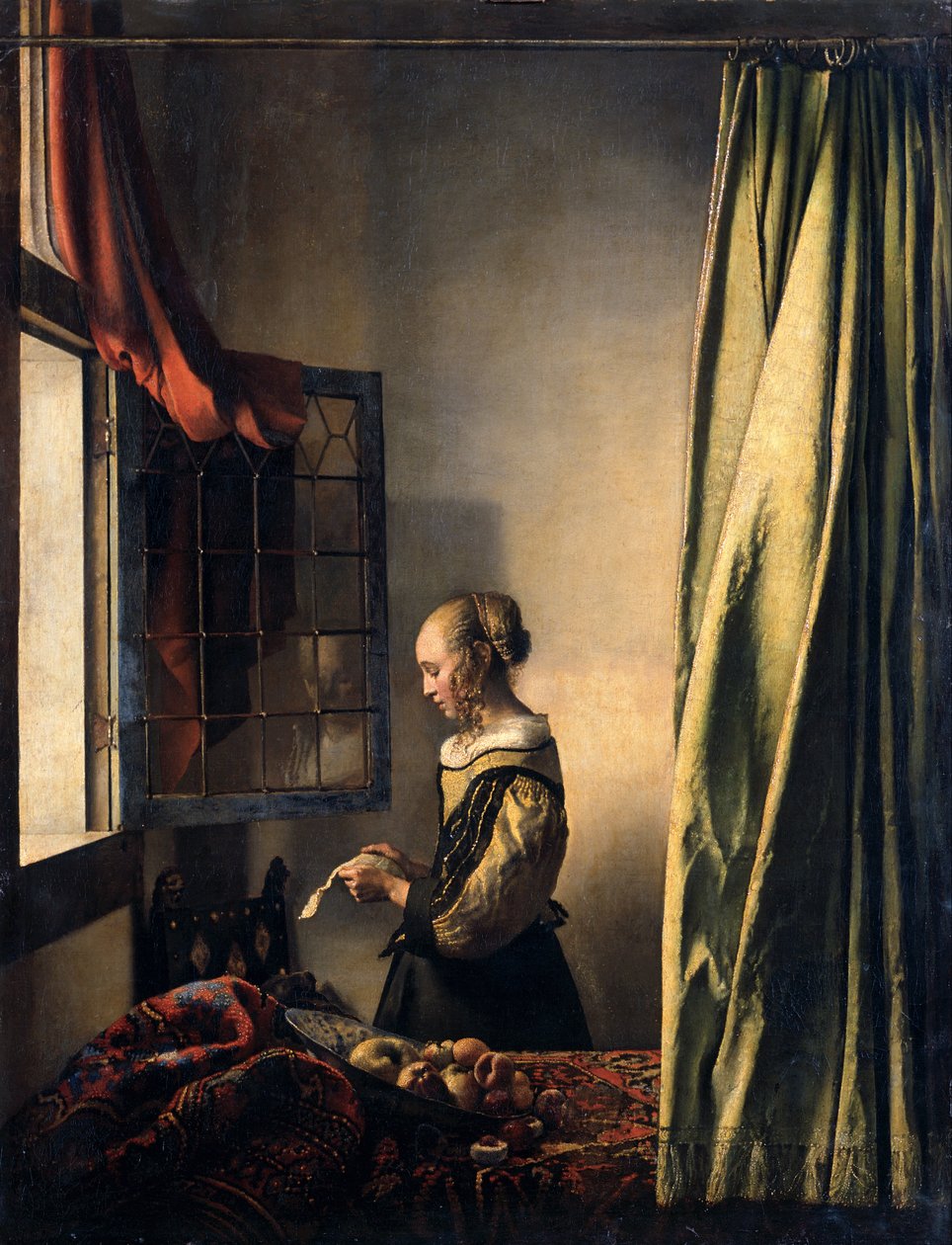 Mädchen, das einen Brief am offenen Fenster liest da Johannes Vermeer