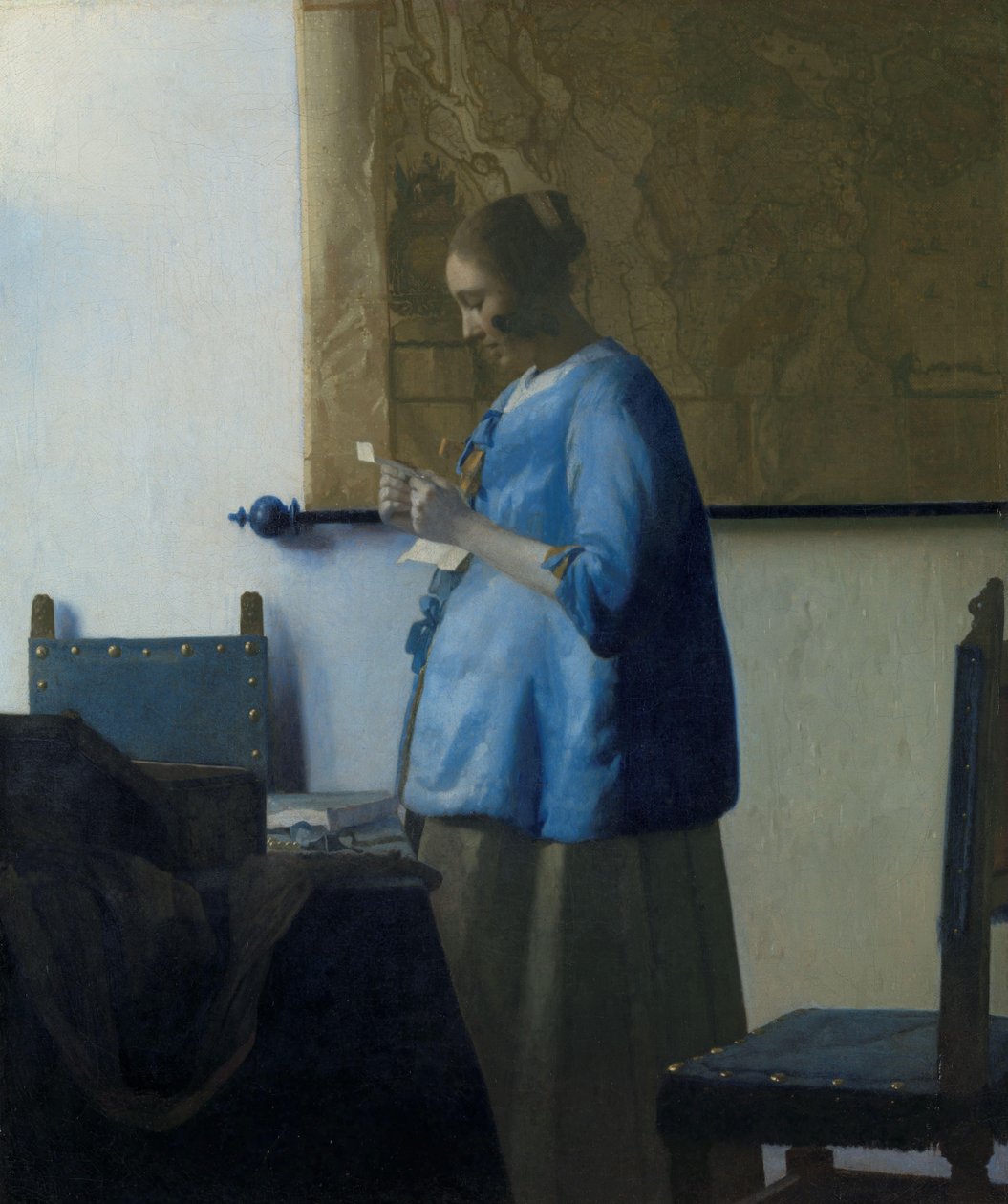 Donna in blu che legge una lettera da Johannes Vermeer