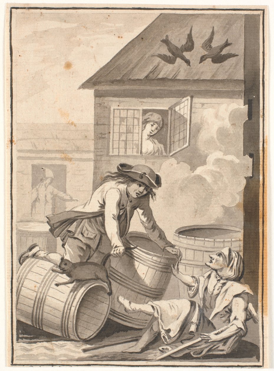 Jens Blok e Gunild. Illustrazione per Ludvig Holberg: Peder Paars 1772. (libro 2, canto 3) da Johannes Wiedewelt
