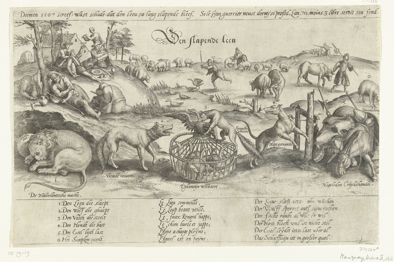 Il leone addormentato, 1567 da Johannes Wierix (attributed to)