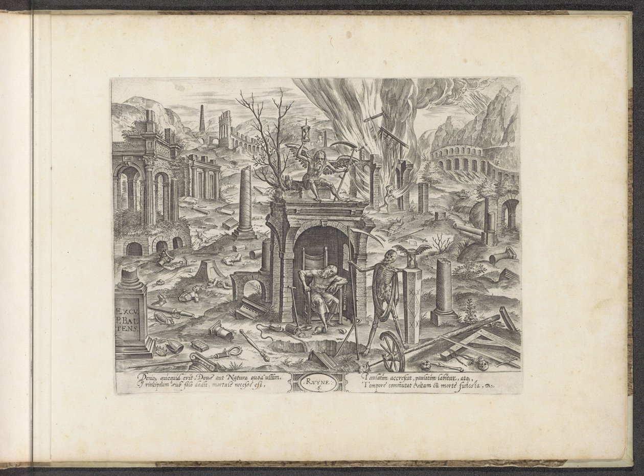 Età da 80 anni alla morte; la rovina (Zes leeftijden van de mens / zes bouwordes) da Johannes Wierix
