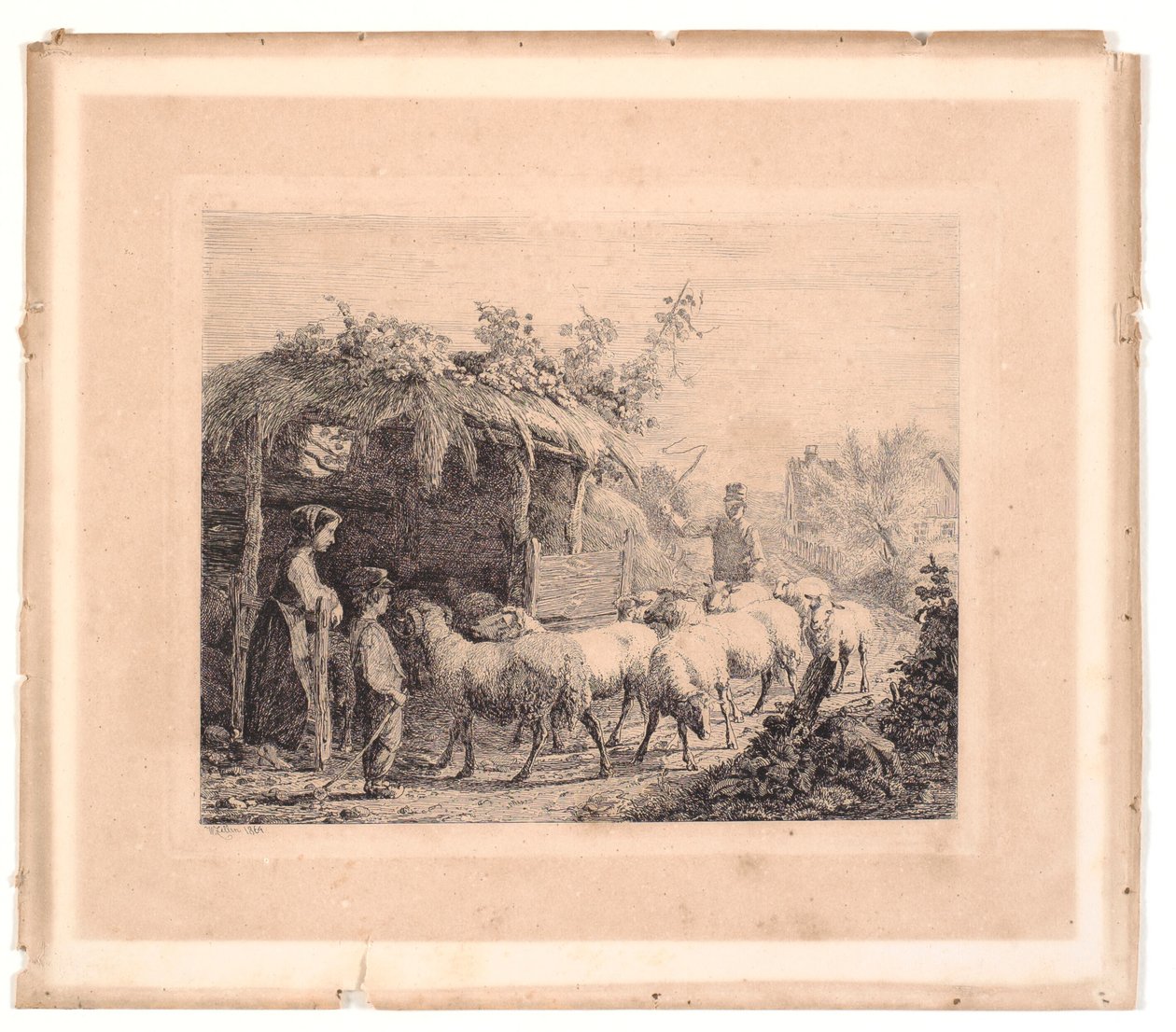 Un gregge di pecore portato nella stalla da Johannes Wilhelm Zillen