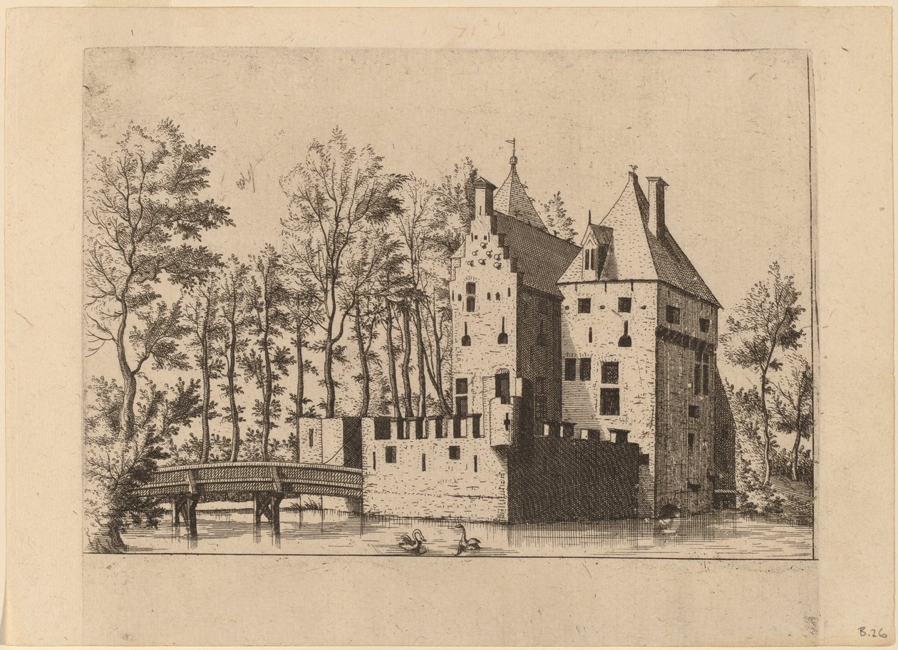 Castello con ponte levatoio da Johannes and Lucas van Doetechum after Master of the Small Landscapes