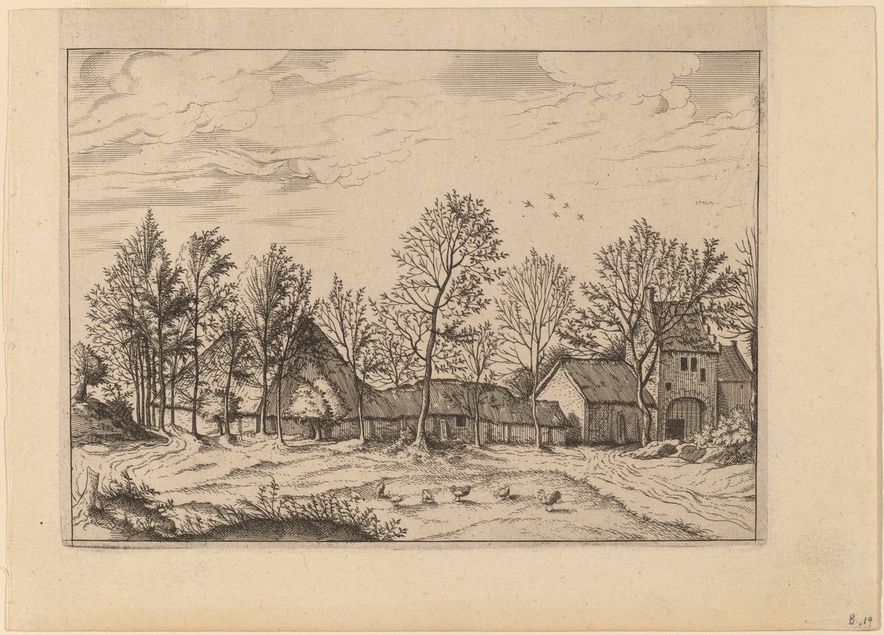 Fattoria con cancello da Johannes and Lucas van Doetechum after Master of the Small Landscapes