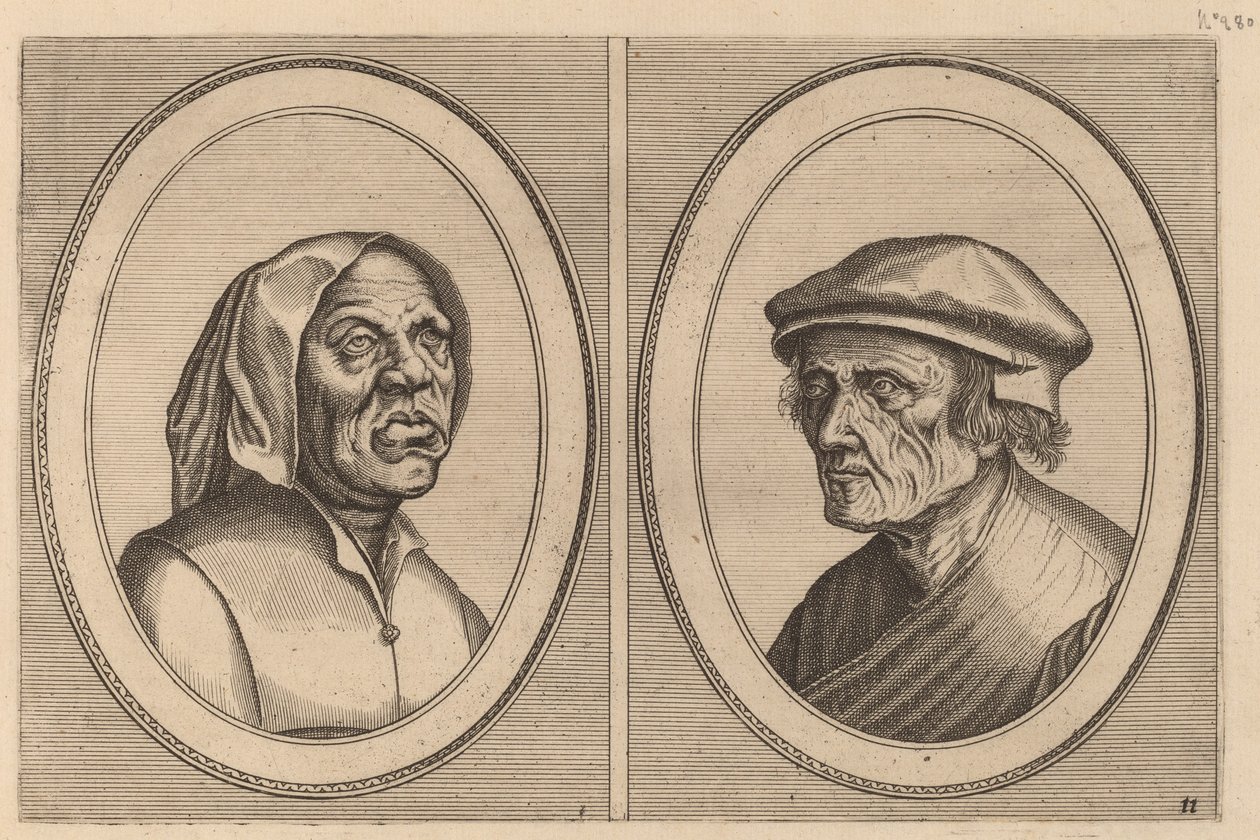 "Baef Schol-becx" e "Spruyt Vroegh-bedorven" da Johannes and Lucas van Doetechum after Pieter Bruegel the Elder