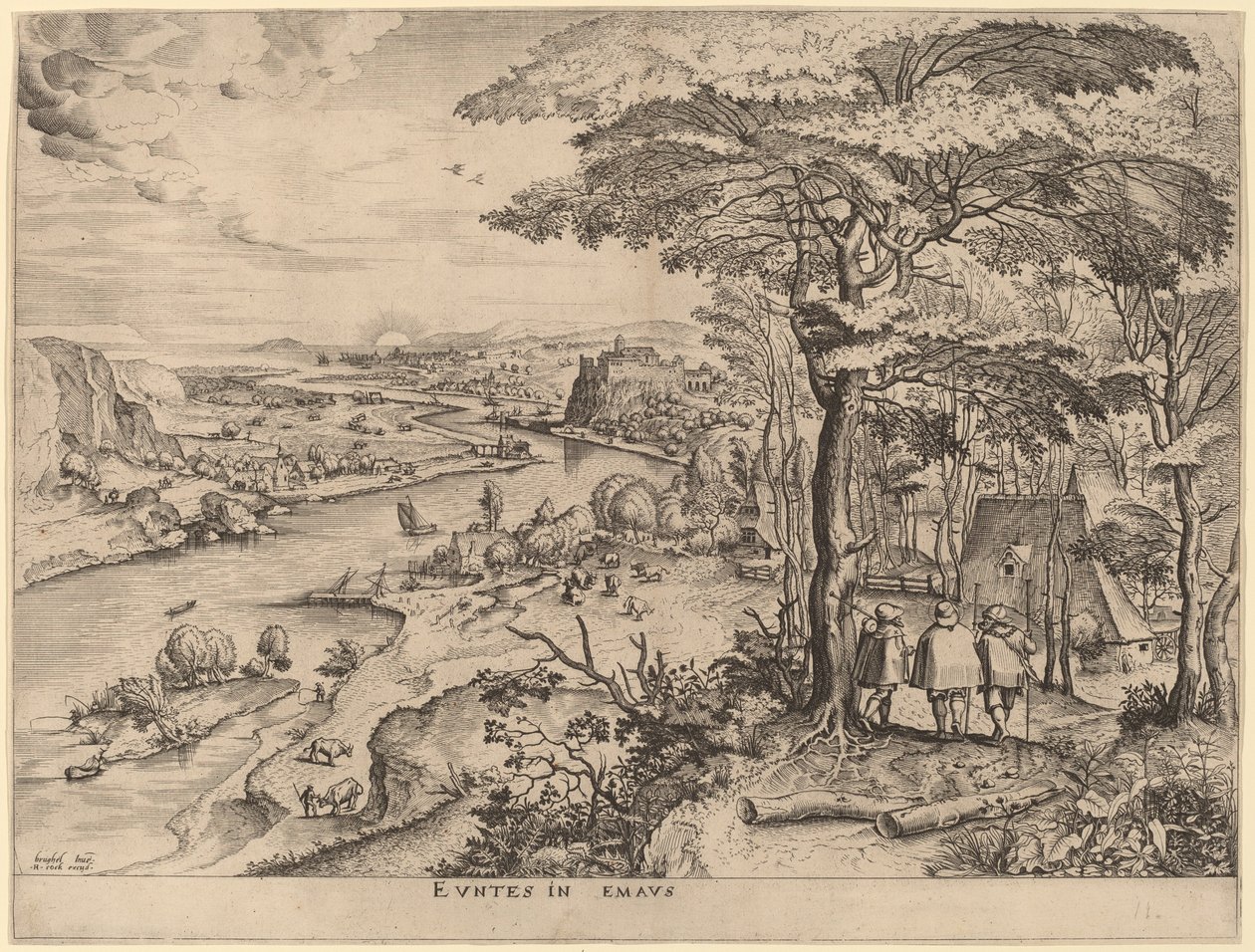 I pellegrini di Emmaus da Johannes and Lucas van Doetechum after Pieter Bruegel the Elder