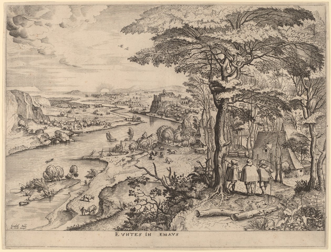 Euntes in Emaus (I Pellegrini di Emmaus) da Johannes and Lucas van Doetechum after Pieter Bruegel the Elder