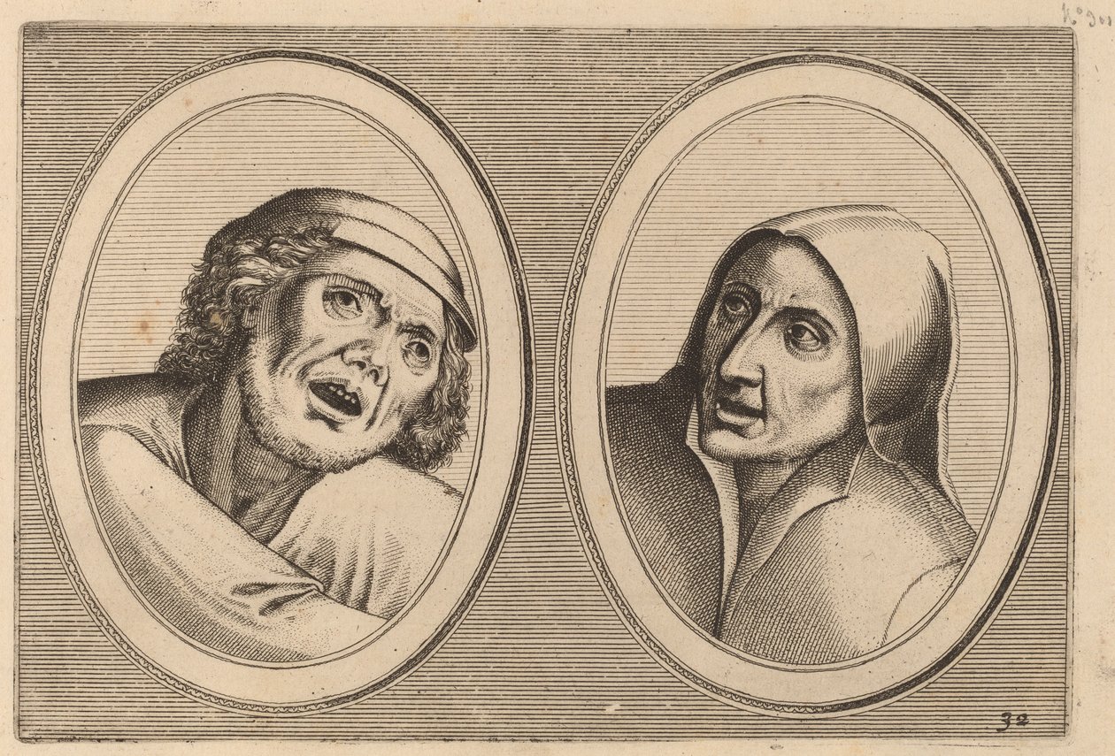 "Harme Snap-op" e "Keursje-sonder-naed" da Johannes and Lucas van Doetechum after Pieter Bruegel the Elder