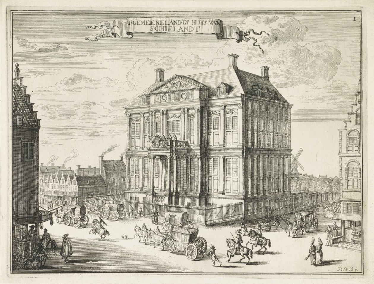 Veduta della Casa Schieland a Rotterdam da Johannes de Vouw