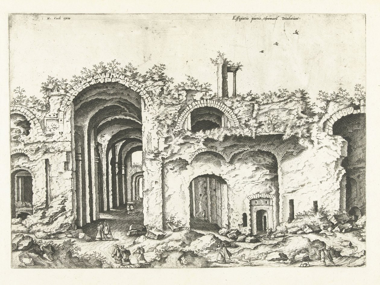 Terza veduta delle Terme di Diocleziano (Rovine romane, 1561) da Johannes of Lucas van Doetechum (attributed to)