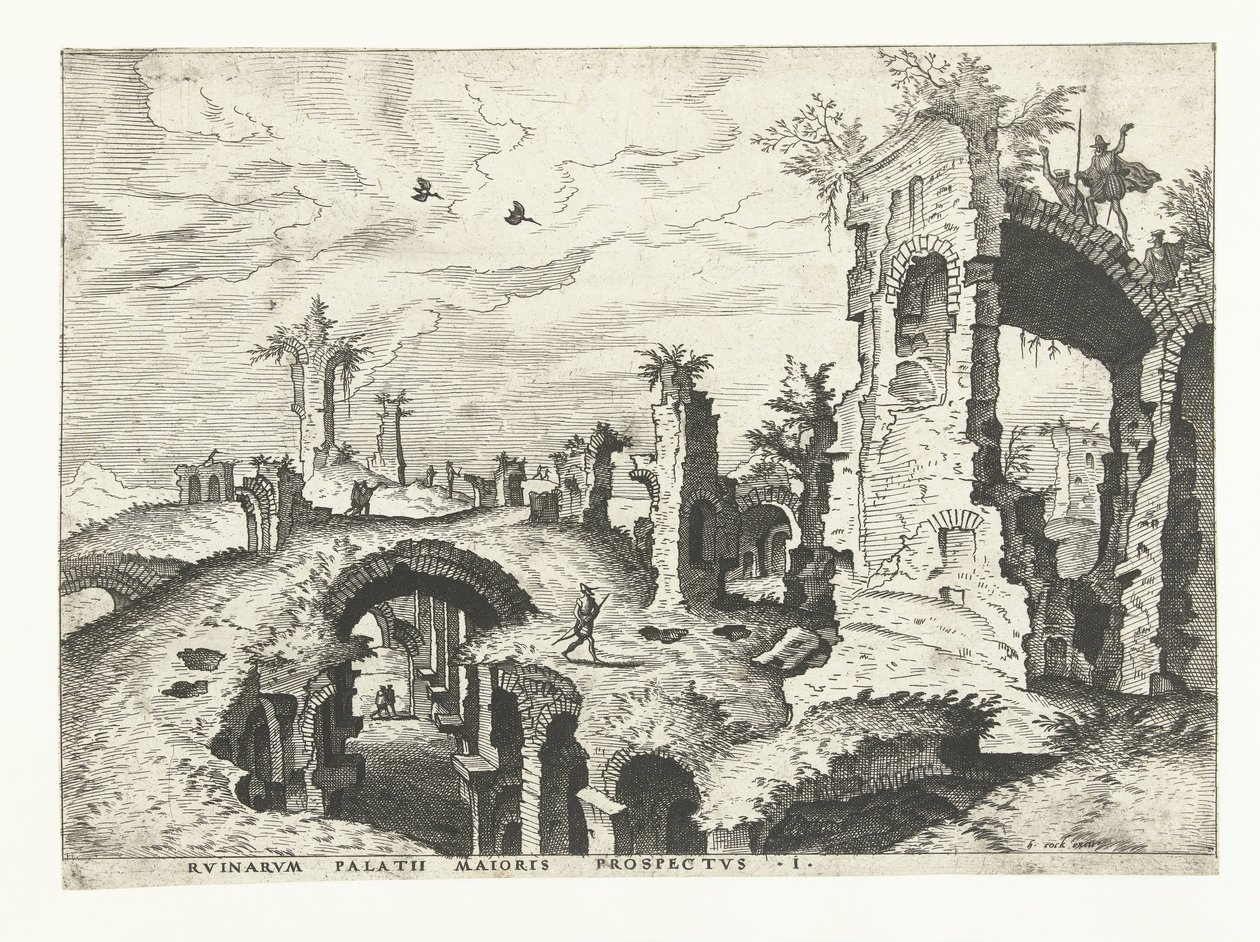 Vista delle rovine sul Palatino a Roma da Johannes of Lucas van Doetechum (attributed to)
